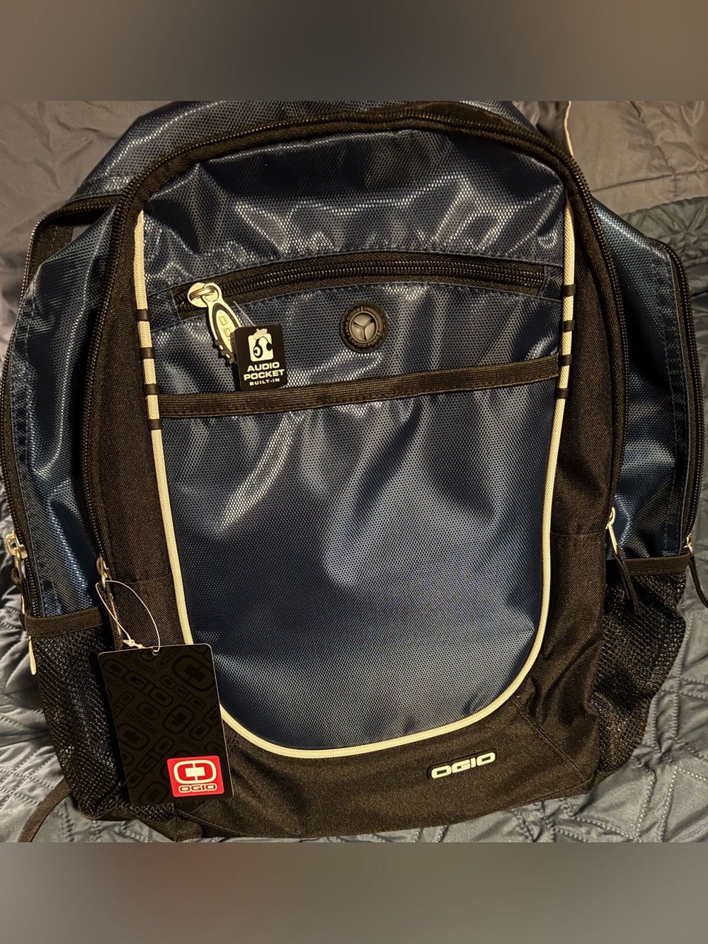 NWT OGIO Men's Navy Blue and Black Backpack with Audio Pocket